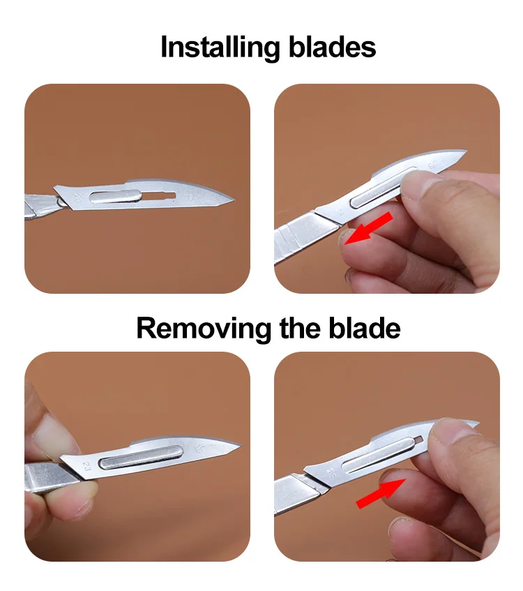10pcs 11# 23# Carbon Steel Surgical Scalpel Blades + 1pc Handle Scalpel DIY Cutting Tool PCB Repair Animal Surgical Knife