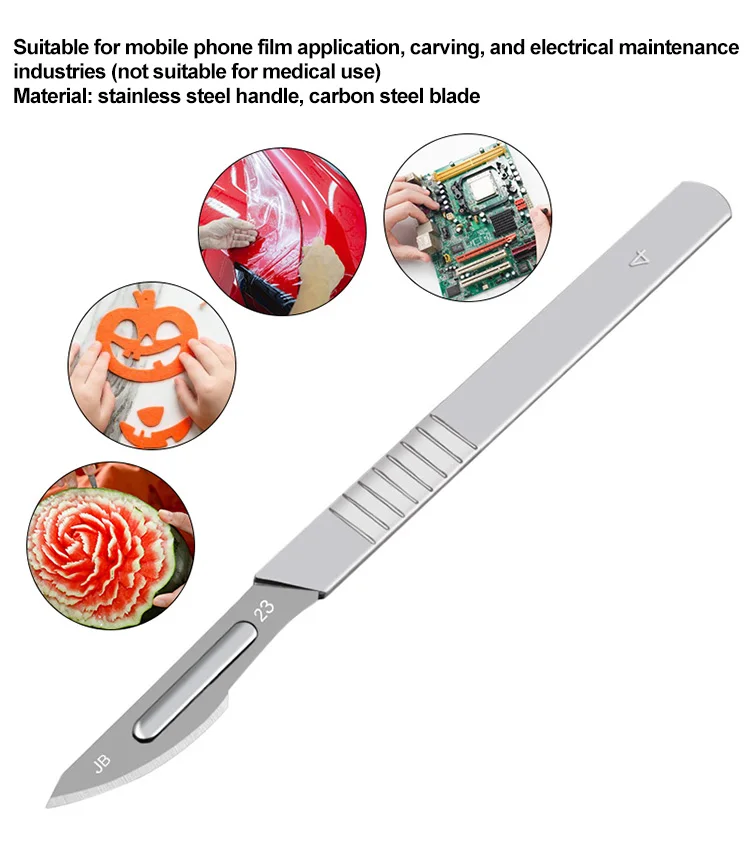 10pcs 11# 23# Carbon Steel Surgical Scalpel Blades + 1pc Handle Scalpel DIY Cutting Tool PCB Repair Animal Surgical Knife