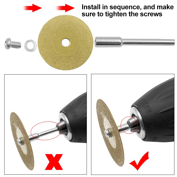 12pcs 1set 16-60mm Diamond Wheel Saw Circular Cutting Blade Rotary Tool Titanium Plated Diamond Cutting Blade