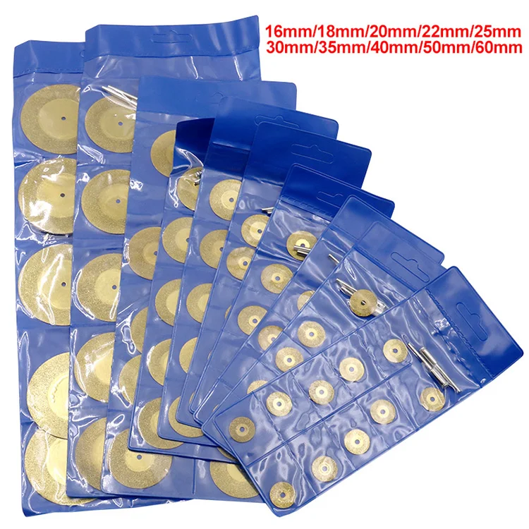 12pcs 1set 16-60mm Diamond Wheel Saw Circular Cutting Blade Rotary Tool Titanium Plated Diamond Cutting Blade