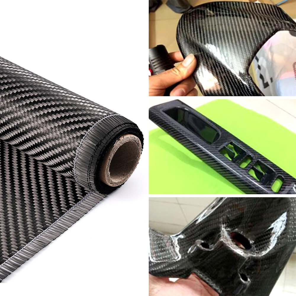 3K 200gsm0.2mm 30/60/150/300cm Thickness Carbon Fiber Cloth Plain Carbon Fabric For Commercial Car Part Sport Equipment