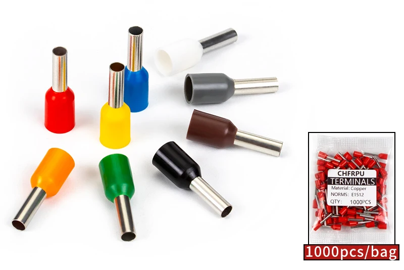 CHFRPU 100pcs Insulated Ferrules Terminal Crimp Terminator Cold Pressed Insulated Termina VE0508 7508 1008 1508 2508 4009