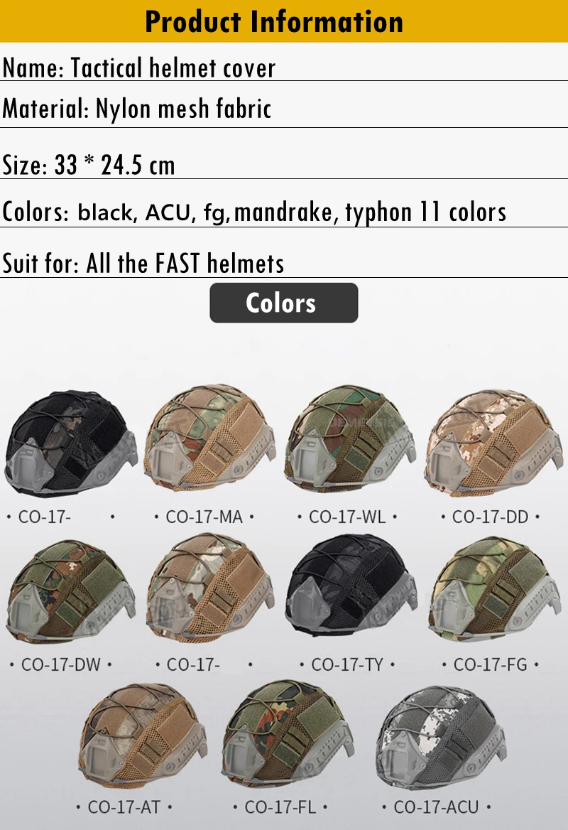 Tactical Helmet Cover for Fast MH PJ BJ Helmet Airsoft Paintball Helmet Cover