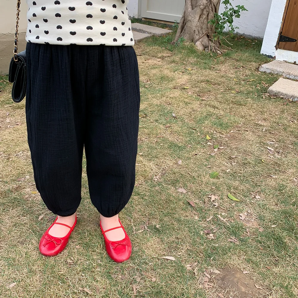 Solid Color Lantern Pants For Boys And Girls Summer New Versatile Loose Simple Trousers Toddler Thin Cotton Mosquito Proof Pants