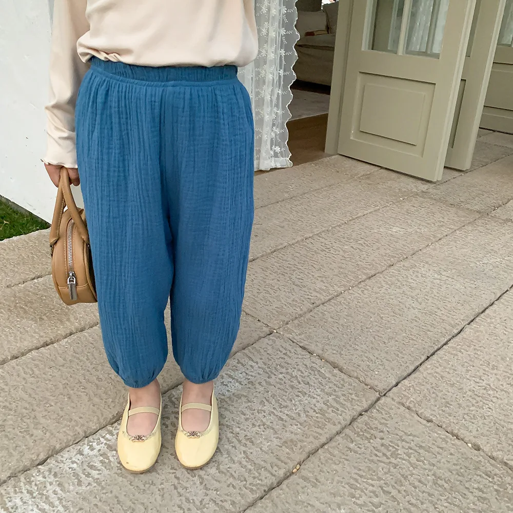 Solid Color Lantern Pants For Boys And Girls Summer New Versatile Loose Simple Trousers Toddler Thin Cotton Mosquito Proof Pants