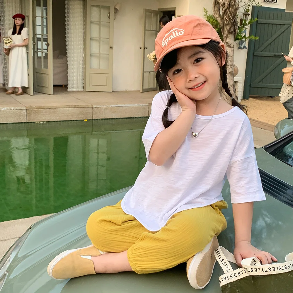 Solid Color Lantern Pants For Boys And Girls Summer New Versatile Loose Simple Trousers Toddler Thin Cotton Mosquito Proof Pants