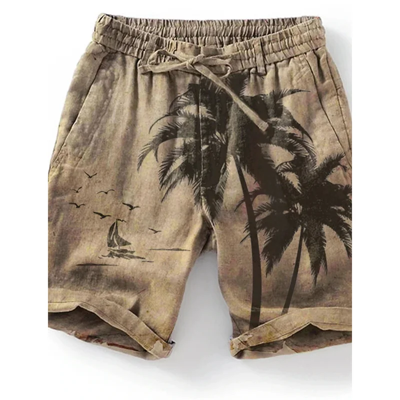 3D Printing Ship Compass Short Pants For Men Retro Pattern Swim Trunks Casual Gym Surf Hawaiian Vacation Oversize Beach Shorts