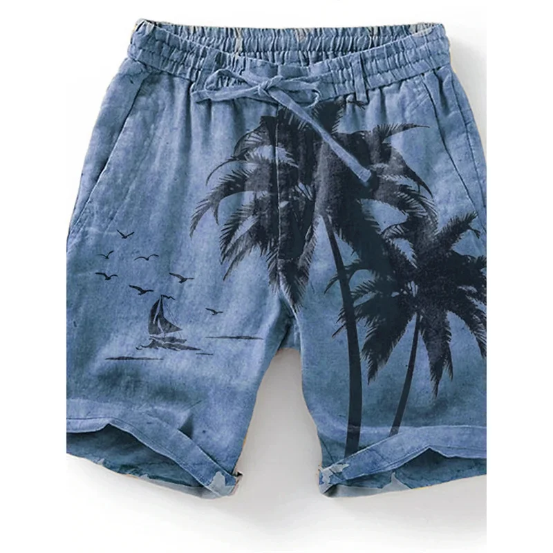 3D Printing Ship Compass Short Pants For Men Retro Pattern Swim Trunks Casual Gym Surf Hawaiian Vacation Oversize Beach Shorts