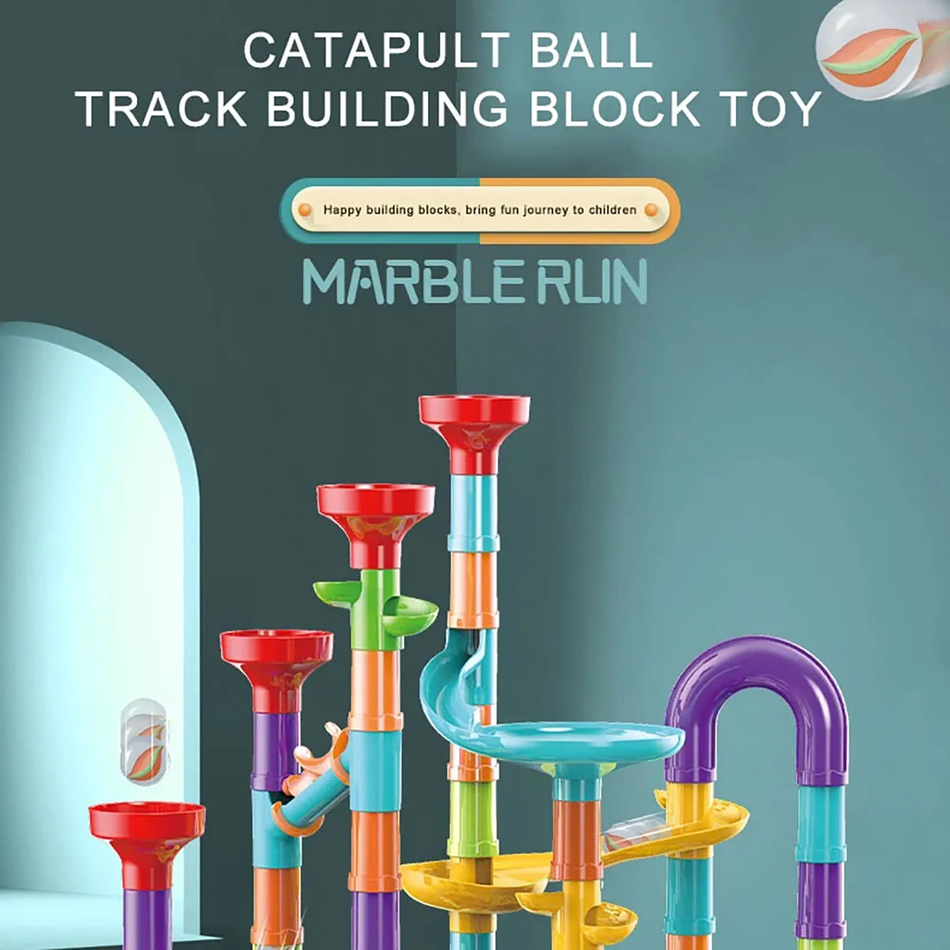 Children'S Diy Montessori Toy Puzzle Track Block Children'S Building Assembly Maze Ball Roller Toy Family Interactive Game Gift