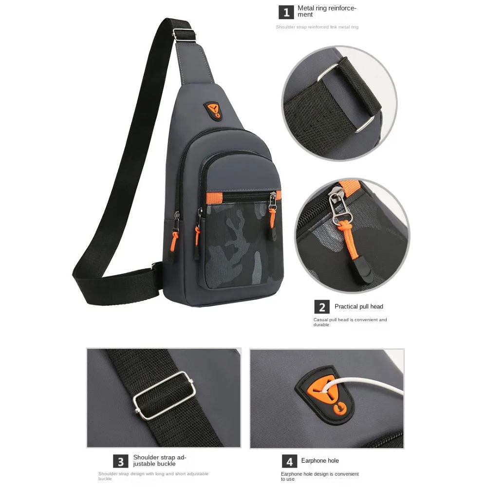 Oxford Cloth Men Chest Bag Black Grey Blue Large Capacity Waist Bag Shoulder Bag Sports Chest Bag Unisex Outdoor Crossbody Bag