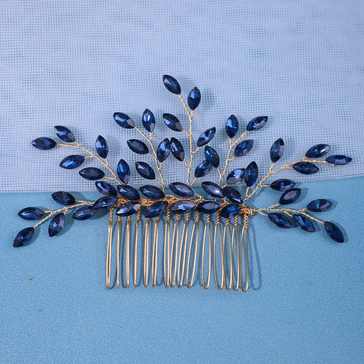 Trendy Silver Rhinestone Bridal Hair Combs Wedding Head Accessories Green Bride Headpiece Handmade Women Party Tiaras