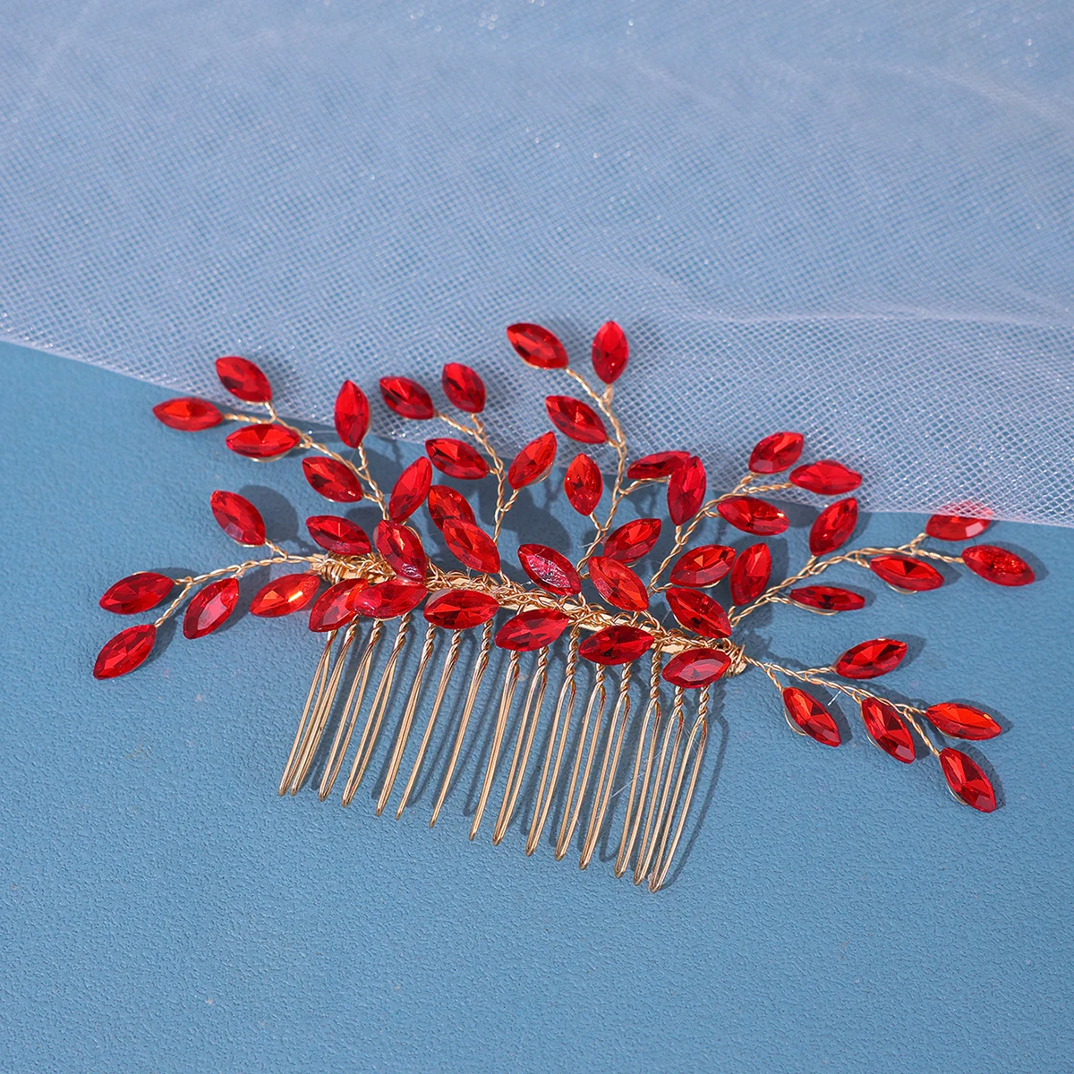 Trendy Silver Rhinestone Bridal Hair Combs Wedding Head Accessories Green Bride Headpiece Handmade Women Party Tiaras