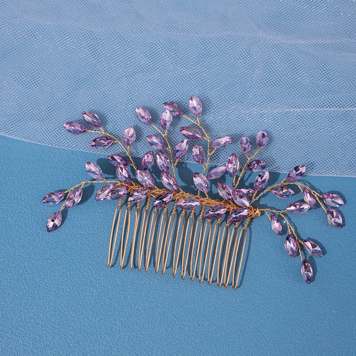 Trendy Silver Rhinestone Bridal Hair Combs Wedding Head Accessories Green Bride Headpiece Handmade Women Party Tiaras