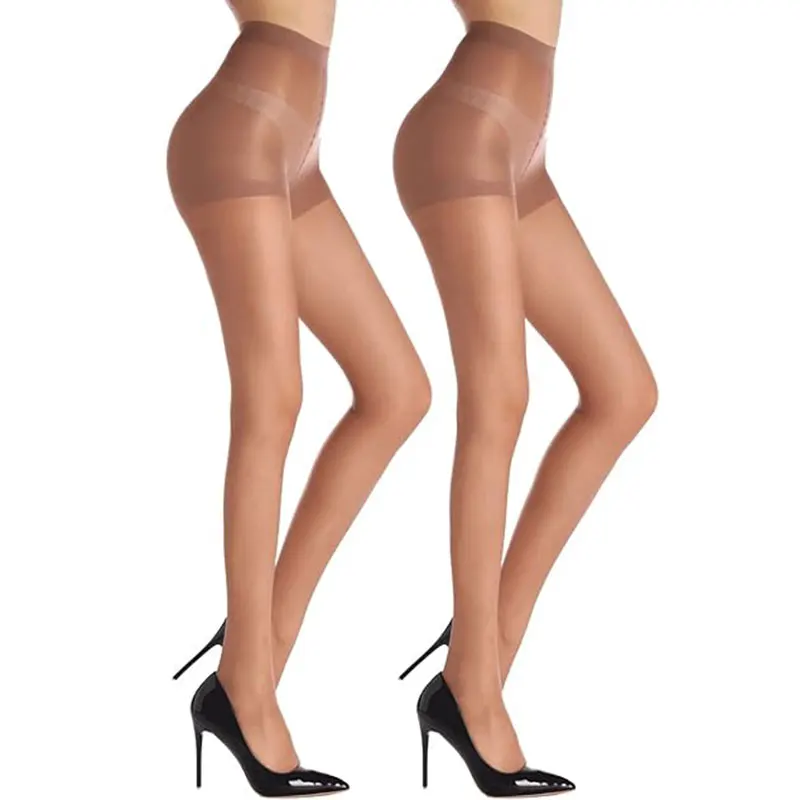 2 Pcs Female Black High Elasticity Anti Hook Wire Stockings Women Sheer Tights with Control Top 20D Nylon Good Elastic Pantyhose