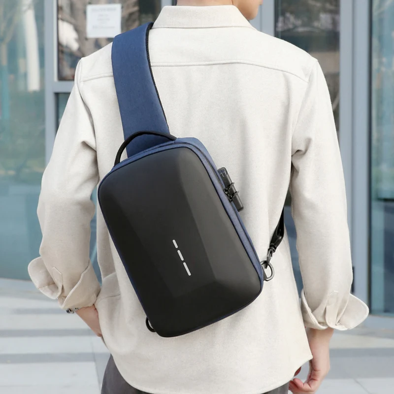 Anti-theft Combination Lock Chest Packs With USB Charging Port Fashion Business Men's Crossbody Bag Travel Storage Shoulder Bag