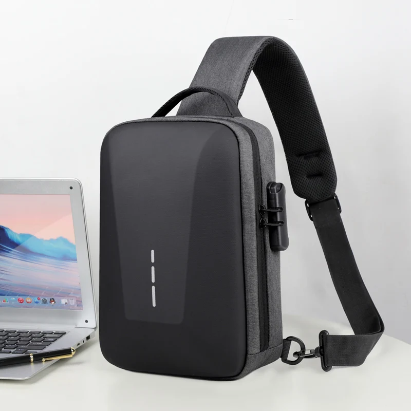 Anti-theft Combination Lock Chest Packs With USB Charging Port Fashion Business Men's Crossbody Bag Travel Storage Shoulder Bag