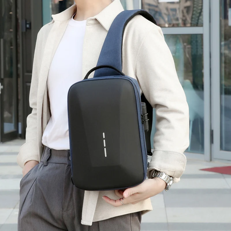 Anti-theft Combination Lock Chest Packs With USB Charging Port Fashion Business Men's Crossbody Bag Travel Storage Shoulder Bag