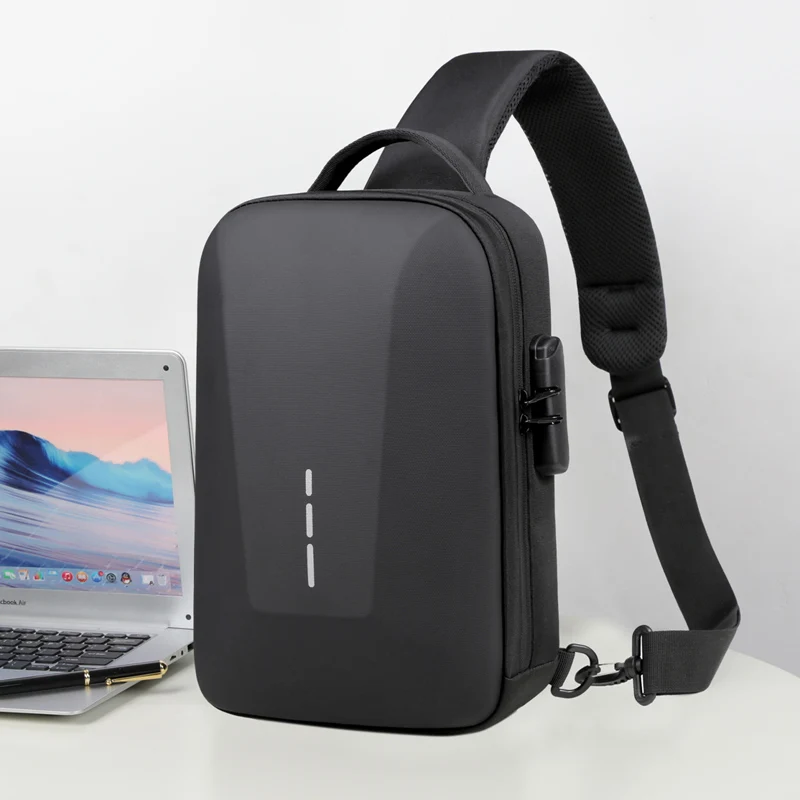 Anti-theft Combination Lock Chest Packs With USB Charging Port Fashion Business Men's Crossbody Bag Travel Storage Shoulder Bag