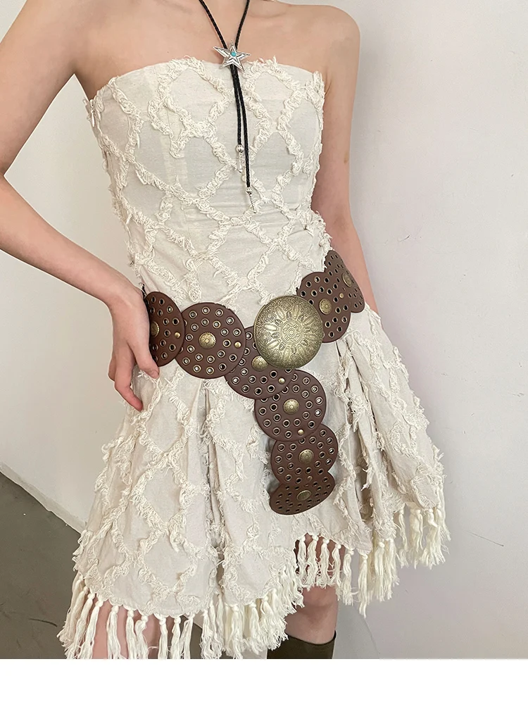 N Style Retro Circular Hollowed-Out Waist Cover With Dress 2024 New Summer Exaggerated Accessories European And N Style Belt Tre
