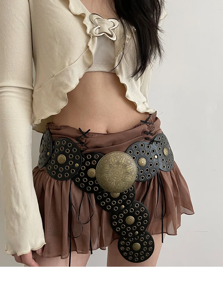 N Style Retro Circular Hollowed-Out Waist Cover With Dress 2024 New Summer Exaggerated Accessories European And N Style Belt Tre