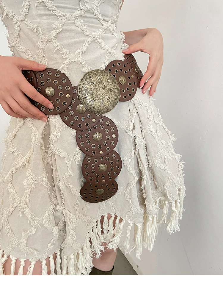 N Style Retro Circular Hollowed-Out Waist Cover With Dress 2024 New Summer Exaggerated Accessories European And N Style Belt Tre