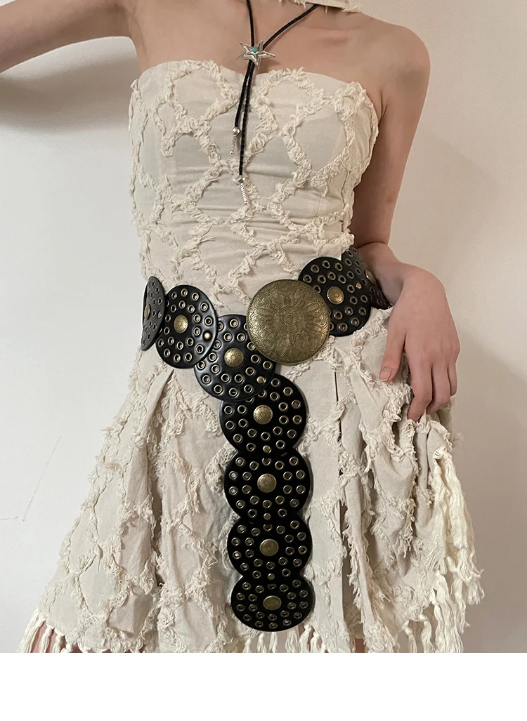 N Style Retro Circular Hollowed-Out Waist Cover With Dress 2024 New Summer Exaggerated Accessories European And N Style Belt Tre