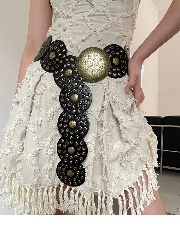 N Style Retro Circular Hollowed-Out Waist Cover With Dress 2024 New Summer Exaggerated Accessories European And N Style Belt Tre