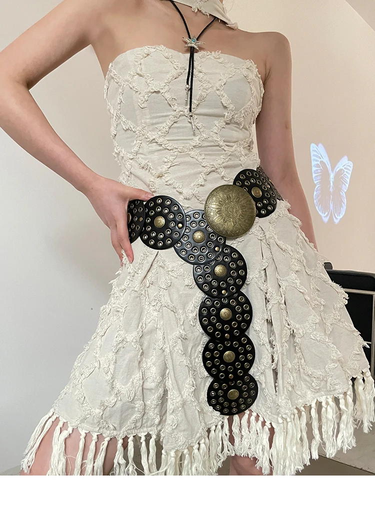 N Style Retro Circular Hollowed-Out Waist Cover With Dress 2024 New Summer Exaggerated Accessories European And N Style Belt Tre