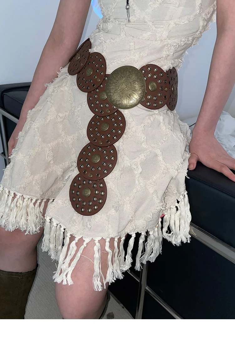 N Style Retro Circular Hollowed-Out Waist Cover With Dress 2024 New Summer Exaggerated Accessories European And N Style Belt Tre
