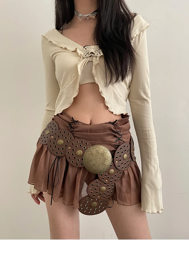 N Style Retro Circular Hollowed-Out Waist Cover With Dress 2024 New Summer Exaggerated Accessories European And N Style Belt Tre