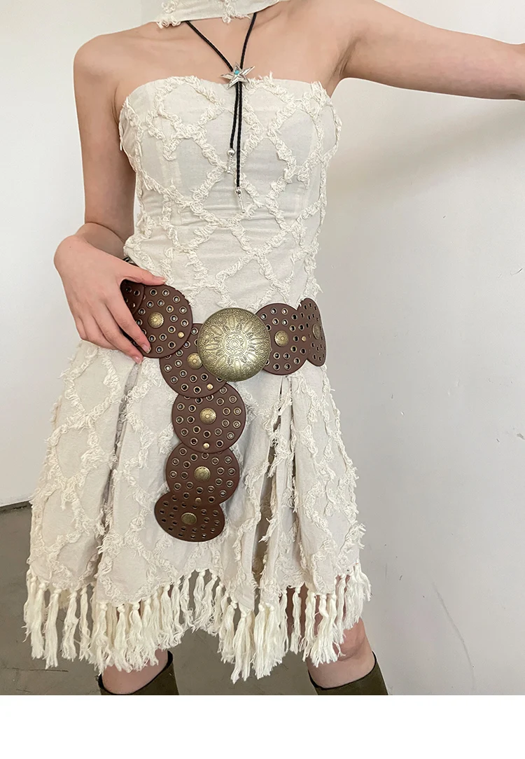 N Style Retro Circular Hollowed-Out Waist Cover With Dress 2024 New Summer Exaggerated Accessories European And N Style Belt Tre