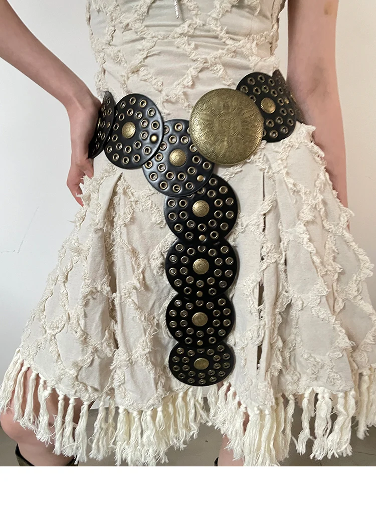 N Style Retro Circular Hollowed-Out Waist Cover With Dress 2024 New Summer Exaggerated Accessories European And N Style Belt Tre