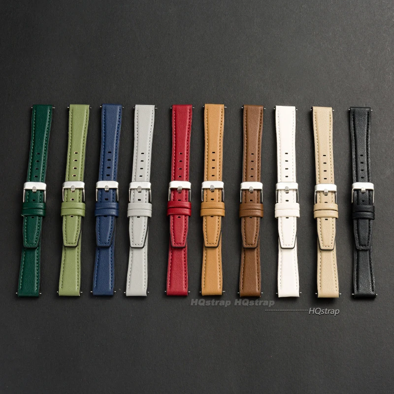 Ultra-thin Leather Watch Band Silicone Wristbelt Soft Leather Bracelet Quick Release Universal Watchband 10mm 12mm 14mm 16mm