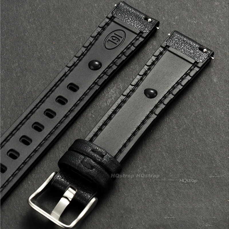Ultra-thin Leather Watch Band Silicone Wristbelt Soft Leather Bracelet Quick Release Universal Watchband 10mm 12mm 14mm 16mm
