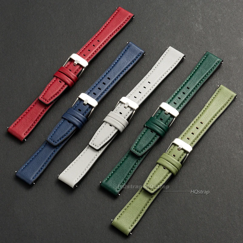 Ultra-thin Leather Watch Band Silicone Wristbelt Soft Leather Bracelet Quick Release Universal Watchband 10mm 12mm 14mm 16mm