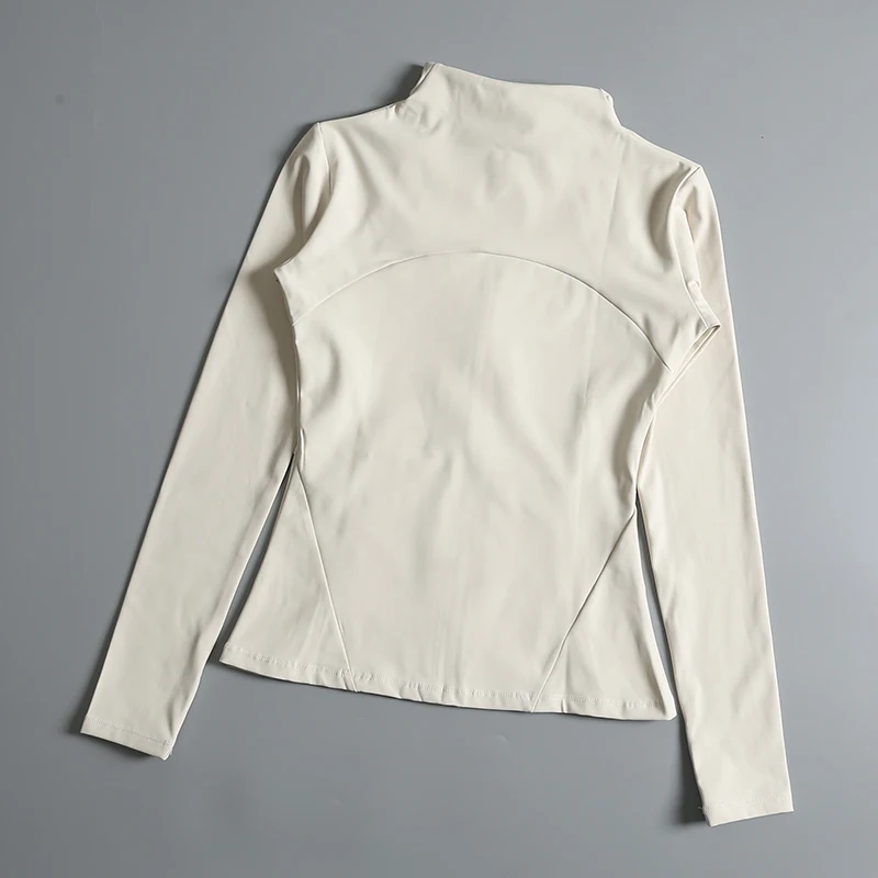 New yoga wear ladies coat round high elastic loose exercise yoga fitness long sleeve stand-up collar yoga tops