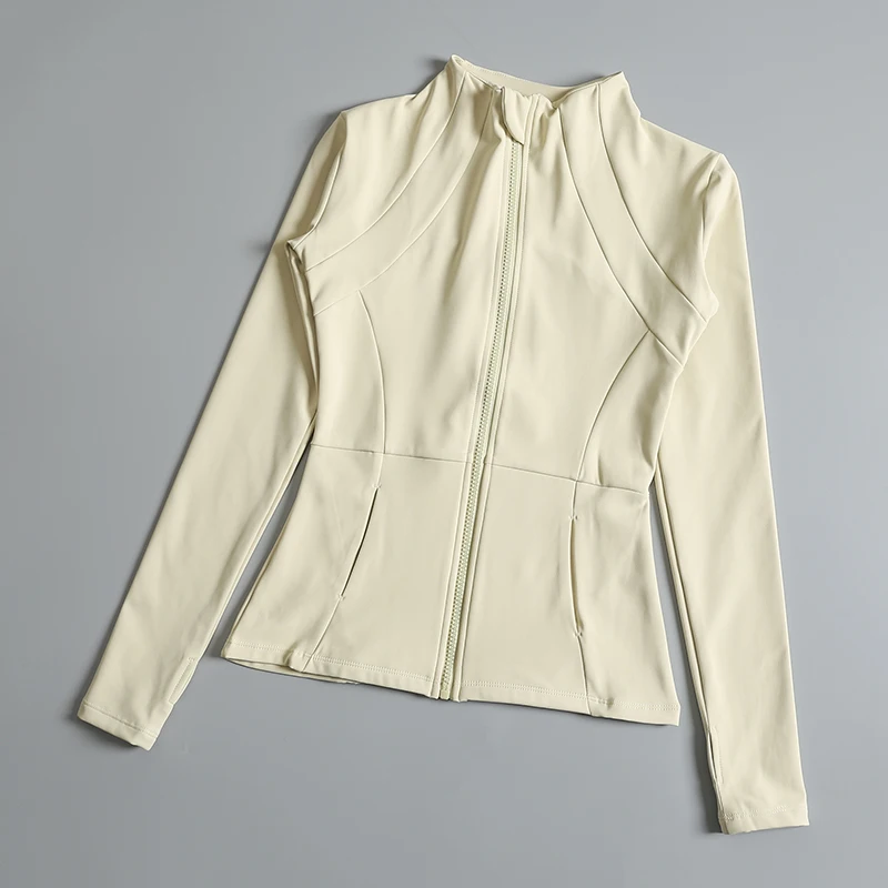 New yoga wear ladies coat round high elastic loose exercise yoga fitness long sleeve stand-up collar yoga tops
