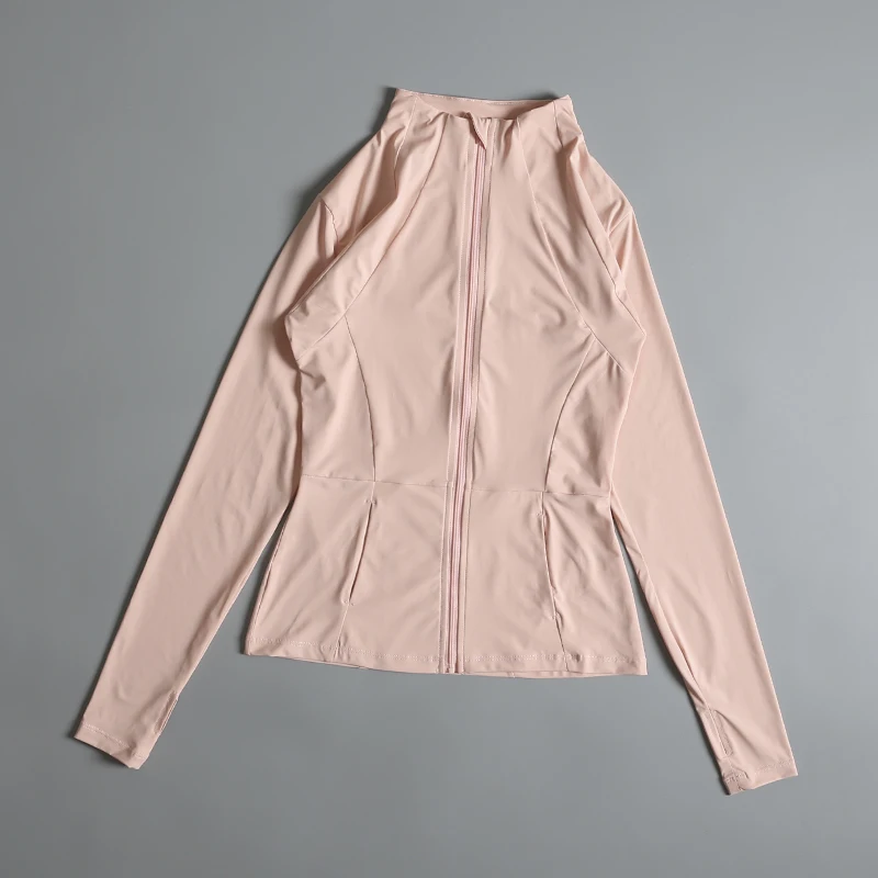 New yoga wear ladies coat round high elastic loose exercise yoga fitness long sleeve stand-up collar yoga tops