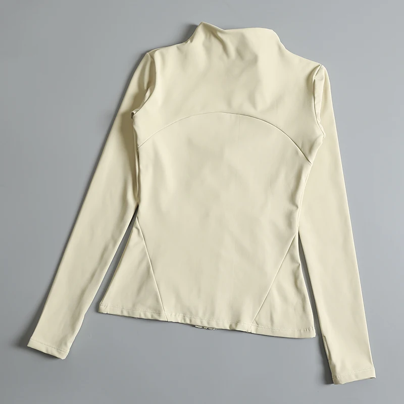 New yoga wear ladies coat round high elastic loose exercise yoga fitness long sleeve stand-up collar yoga tops