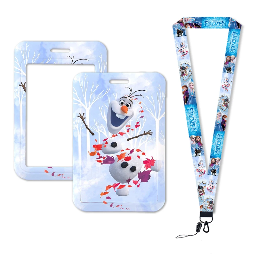 Hot-Selling Frozen 2 Elsa Anna Princess Olaf Cute Design Badge Holder ID Credit Card Pass Hang Rope Lanyard Accessories Gifts