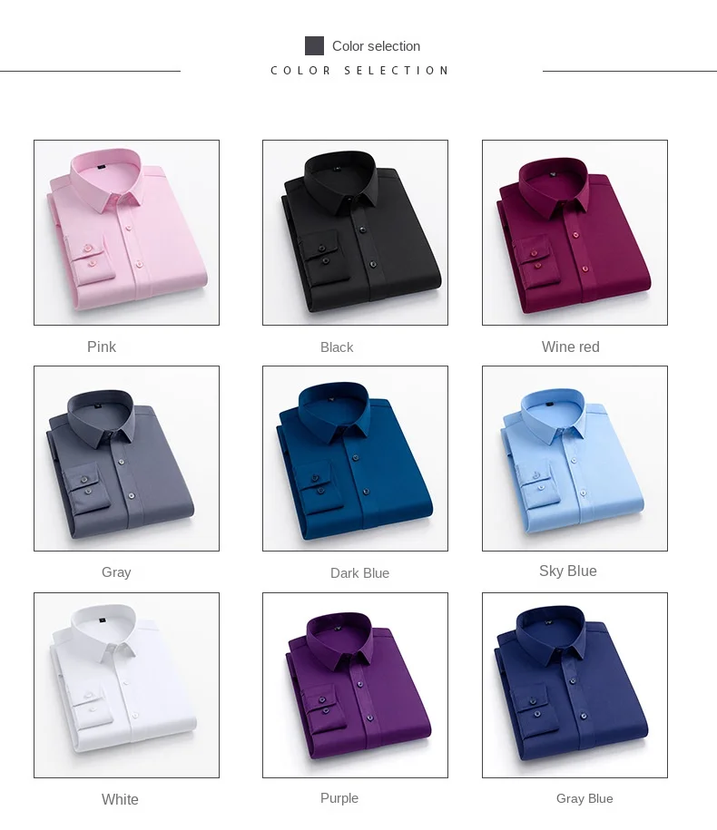 Men's Long Sleeved Elastic Shirt Non Ironing Casual Business Dress Professional Work Attire Slim Fit Navy Office Menswear 100KG