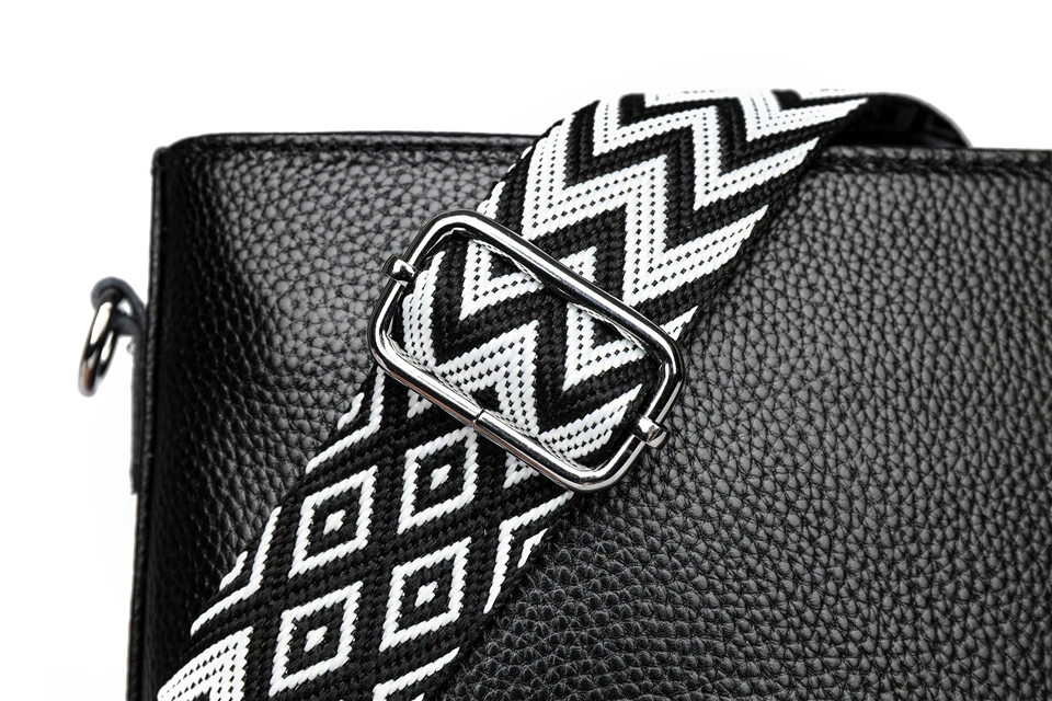 100% Genuine Leather Crossbody Bag Women Fashion Wide Strap Shoulder Bag Ladies Cowhide Messenger Bag Small Handbag and Purse