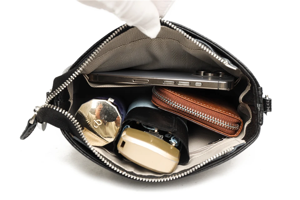100% Genuine Leather Crossbody Bag Women Fashion Wide Strap Shoulder Bag Ladies Cowhide Messenger Bag Small Handbag and Purse