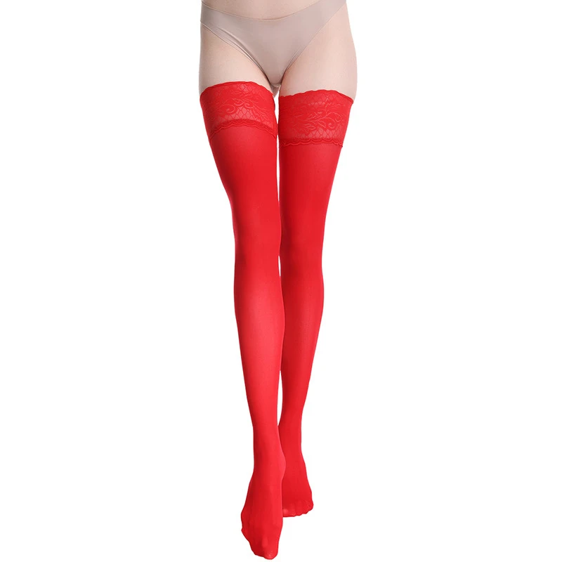 Lolita White Sexy Long Stockings Women Japanese Student Casual Velvet Stockings Cosplay Party Lace Non-slip Knee High Socks