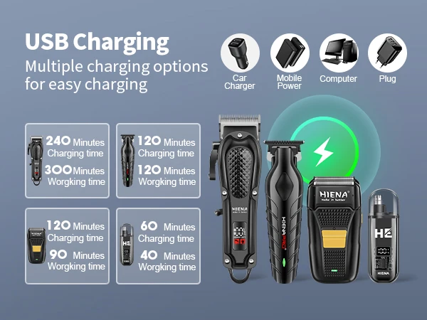 Hiena Finish Machine Electric Professional Electric Hair Clippers Beard Clipper Rechargeable Men's Shaver Hair Trimmer Kit