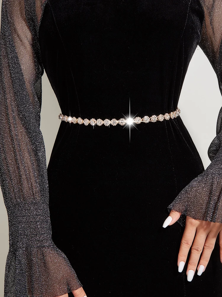 HERSHINE 1-piece women's fashionable rhinestone-decorated chain belt, elegant dress accessory, perfect as a gift,spring,summer