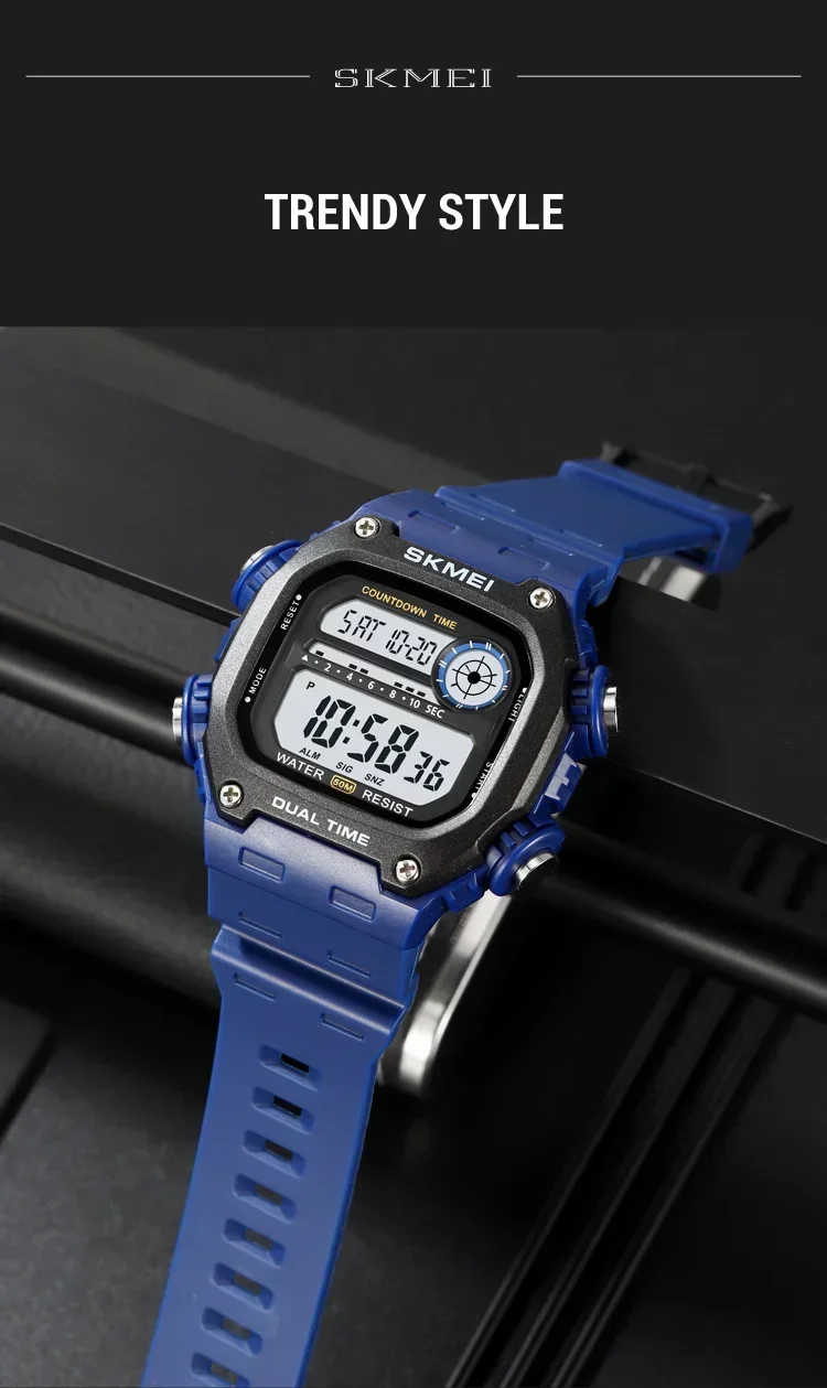 SKMEI 2126 Sports Watches for Men Waterproof Stopwatch Alarm LED Display Digital Countdown Mens Wristwatch Clock Montre Homme