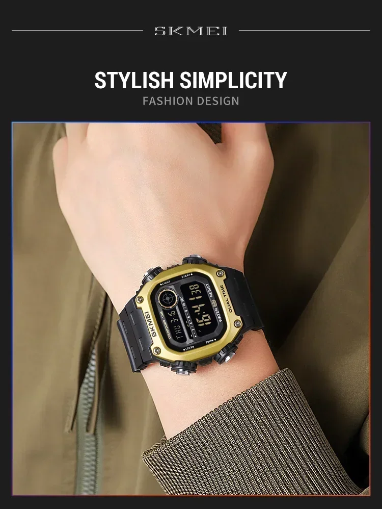 SKMEI 2126 Sports Watches for Men Waterproof Stopwatch Alarm LED Display Digital Countdown Mens Wristwatch Clock Montre Homme
