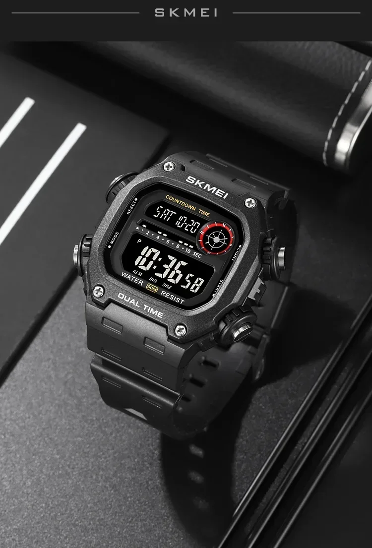 SKMEI 2126 Sports Watches for Men Waterproof Stopwatch Alarm LED Display Digital Countdown Mens Wristwatch Clock Montre Homme