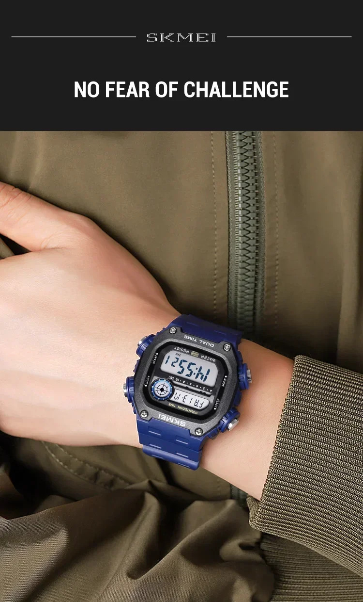 SKMEI 2126 Sports Watches for Men Waterproof Stopwatch Alarm LED Display Digital Countdown Mens Wristwatch Clock Montre Homme